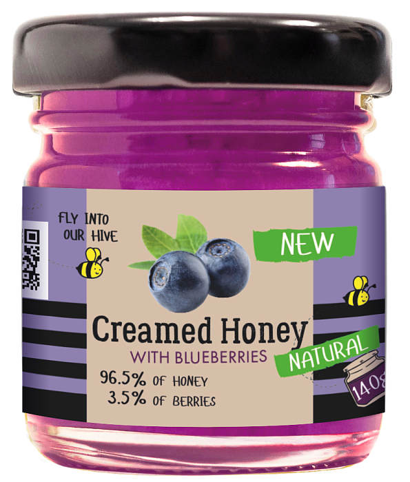 Cream-honey with blueberries