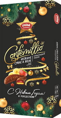 Конфеты ТМ Confemillio "Cо вкусом банана и клубники" в новогодней упаковке
